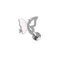 Pink opal butterfly flat back stud earring with star element and silver plating - Pink Opal Butterfly Star Flat Back Stud