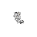 Pendiente de corazón con circón y diseño de cola de flecha en acabado plata pulida - Pendiente de Piercing Corazón de Diablo Zirconia Clara (#9)