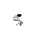 Detalle de piercing de serpiente plateada con escamas texturizadas y circonita negra pera - Pendiente de Oreja Serpiente Zirconia Negra (#6)