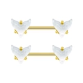 Elegant gold stainless steel nipple rings with iridescent white fishtail charms - Golden White