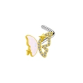 Gold-plated stainless steel bow nose stud with opal and zircon accents on white background - Mixed Color Butterfly Style (#1)