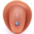 Piercing de langue œil bleu en acier inoxydable présenté sur un modèle en silicone - Pupille Bleue (#3)