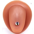 Piercing de langue en acier chirurgical avec opale irisée sur modèle d'affichage - Arc-en-ciel Aurora (#2)