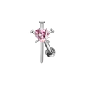 Vista dettagliata del piercing all'ombelico con cuore rosa e accenti metallici punk - Zircone Rosa Cuore Chiodo Punk (#7)