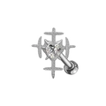 Orecchino a perno a croce con zircone a cuore in stile punk e finitura argento - Argento Cuore Croce (#6)