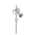 Dettaglio dell'orecchino a stella in argento con zircone e catena pendente - Argento Bagliore Stellare Nappina (#3)