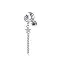 Dettaglio del piercing a stella e luna in argento con catena lunga e zircone - Argento Stella Luna Nappa Lunga (#1)