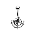 Punk style spider belly button ring with cobweb design in oxidized surgical steel - Spider Web Design Style