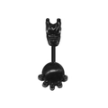 Detailed view of punk black bat navel piercing with clear crystal eyes and claw-set bead - Dragon Head Claw Style (2311110022)