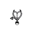 Detail of black devil heart belly ring with white zircon pave and gothic arrow design - Devil Heart Style (2311110026)