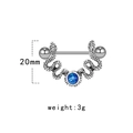 Snake nipple ring with blue opal stone and vintage finish, 20mm height and 3g weight - Double Snake Design (NPR231111024)