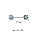 Silver stainless steel heart flower nipple bar with turquoise stone, 37mm length - Sun Flower Design (NPR231111034)