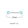 Nipple barbell piercing with light blue glitter balls and 22mm stainless steel rod - Blue Rhinestone Ball Design (NPR231111050)