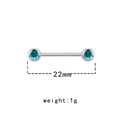Barbell nipple ring in silver steel with round deep blue gems and 22mm length - Dark Blue Rhinestone Ball Design (NPR231111051)