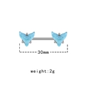 30mm stainless steel nipple barbell with light blue whale tail ends piercing jewelry - Whale Tail Design (NPR231111053)