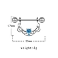 Lace-edged U-shaped heart nipple ring in silver with light blue zirconia stone - Lace Edge Rhinestone (NPR231111055)