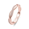 Elegant rose gold twisted rope ring in S925 sterling silver with sparkling zircon accents - US 5 / Rose Gold Plated