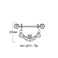 Detail view of heart-shaped crystal nipple ring with 20mm height and 3g weight - Hollow Lace Round Style (NPR231113013)