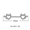 Detailed view of devil heart nipple ring with pavé crystals and size marking 46mm - Devil Heart Style (NPR231113015)