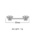 Detail view of 35mm nipple barbell with butterfly accents set with sparkling zircons - Butterfly Rhinestone Style (NPR231113016)