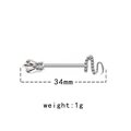 Detail van zilveren tepelpiercing met zirkonia hart en slangontwerp 34mm lengte staafje - Kroon en Slang Stijl (NPR231113017)