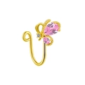 Detail of gold butterfly nose clip featuring pink gemstones and micro-diamond accents - Pink Butterfly Style (FNN3111802)