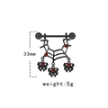 Schwarzer Gothic-Spinnennetz-Piercingschmuck mit roten Edelsteinen, 33mm hoch und 5g - Schwarzes Spinnennetz-Anhänger (#4)