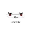 Gothic Punk Spinnen Nippelpiercing mit rotem Herz Edelstein aus Edelstahl Schmuck - Rotes Herz Spinne (#3)