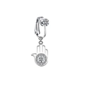Macro detail of silver Hamsa Hand clip-on body jewelry with sparkling zircon stones - Silver Hamsa Hand Style (FBR3102808)