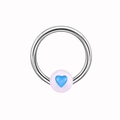 Luminous heart nipple ring with pink bead and silver stainless steel minimalist circular bar - Luminous Pink Heart Style (NPR3112364)