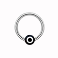Close-up of polished silver captive bead ring featuring a blue evil eye lucky charm bead - Blue Evil Eye Style (NPR3112367)