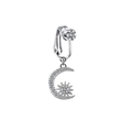 Close-up of non-piercing belly clip with silver moon and sun pendant with crystals - Silver Star Moon Style (FBR3102815)