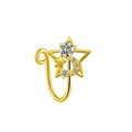 Detail of gold star and moon nose ring clip with cubic zirconia on white background - Star And Moon Style (2312120011)