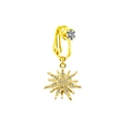 Detailed view of a gold sun-shaped non-piercing belly ring with sparkling zircon stones - Gold Hollow Sun Style (FBR3102817)