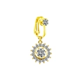 Exquisite gold fake belly ring with sparkling sunflower zircon pendant for non-pierced navel - Gold Pave Sun Style (FBR3102818)
