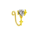 Detailed macro view of gold heart and star fake nose ring with clear cubic zirconia - Minimalist Heart Star Style (FNN231204003)