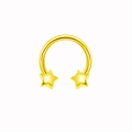 Detailed close-up of golden nose hoop with symmetrical five-pointed star ends - Gold Star Style (NC312130011)