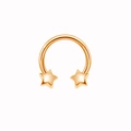 Detailed view of a rose gold star-shaped horseshoe nose ring with polished metal finish - Rose Gold Star Style (NC312130012)