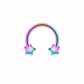 Rainbow horseshoe nose ring with star ends made of iridescent stainless steel piercing - Rainbow Star Style (NC312130014)