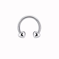 Detail shot of a silver horseshoe nose ring featuring polished heart-shaped ends - Silver Heart Style (NC312130016)