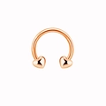 Rose gold punk horseshoe nose ring with polished heart charms on a white background - Rose Gold Heart Style (NC312130018)