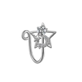 Detail of silver nose ring with star and moon design featuring clear zircon stones - Star Moon Combination Style (2312120010)