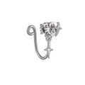Detailed macro view of silver heart zirconia non-pierced nose ring with star accents - Clear Heart Star Decor Style (FNN231204005)