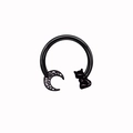 Punk black stainless steel septum nose ring featuring a crescent moon and cat design - Black Moon Cat Style (NC312130025)