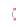 Détail de billes en acrylique rose sur un piercing barbell courbé en acier argenté - Style Boule Brillante Rose (L3120403)