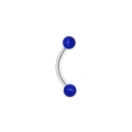 Gros plan d'un piercing d'arcade courbe en acier inoxydable avec billes bleu foncé - Style Boule Brillante Bleu Foncé (L3120409)