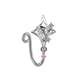 Macro detail of silver nose ring with heart zircon and pink gemstone pendant - Heart Zirconia With Hanging Pink Gem (NC312070008)