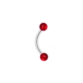 Détail macro d'un piercing courbe en acier inoxydable avec des billes acryliques rouges - Style Boule Translucide Rouge (L3120412)