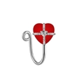 Elegant silver U-shaped fake nose ring with red heart oil drip and zircon inlay - Red Enamel Heart Zirconia Style (NC312070014)