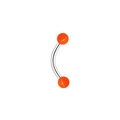 Détail d'un piercing courbe en acier inoxydable avec des billes en acrylique orange - Style Boule Pleine Orange Vif (L3120415)